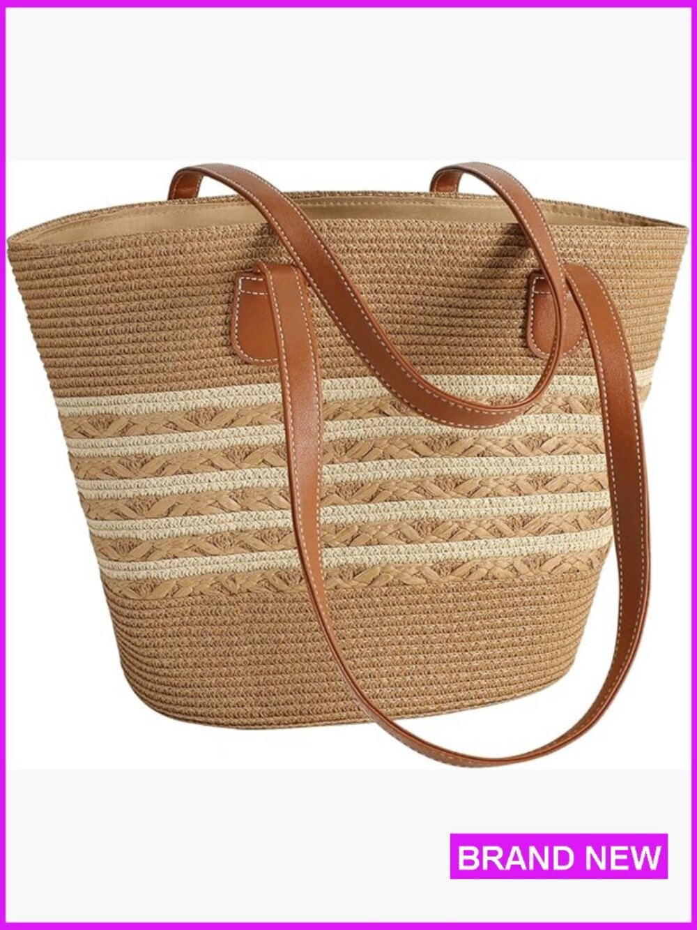 Woven Straw Tote Bag Large Shoulder Purses Summer Beach Handbags